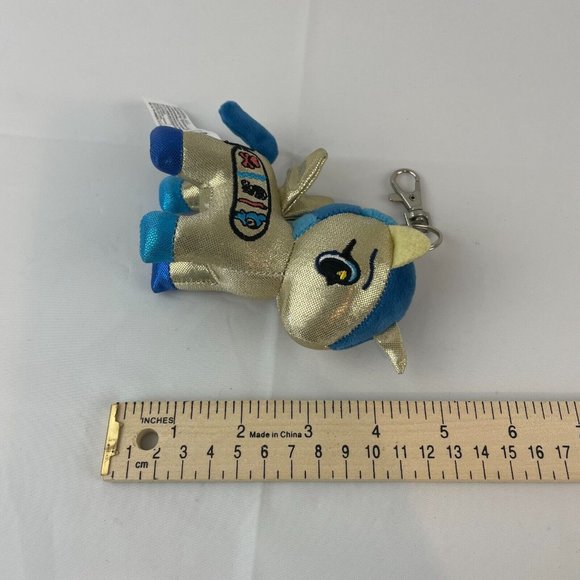 Tokidoki Cleo Unicorno Gold Blue Unicorn 5" Key Chain Plush by Aurora - Picture 4 of 5